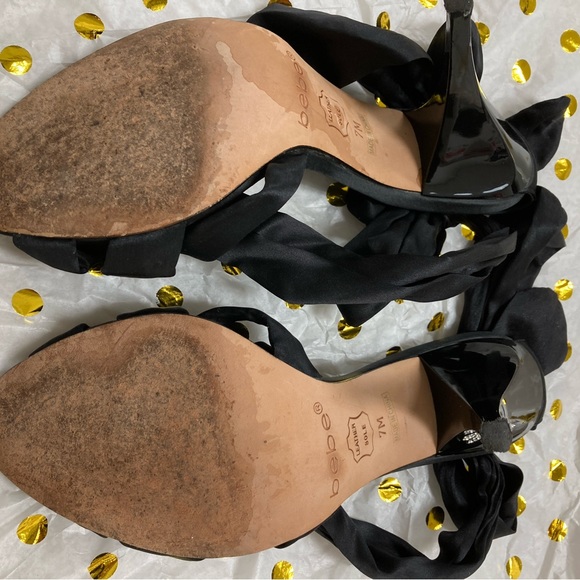 Bebe satin tie heels. Sz 7 - Picture 4 of 5